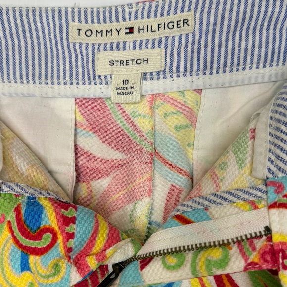 Tommy Hilfiger Y2K Tropical Floral Leaf Print Cropped Pants Multi-Color Size 10 - Picture 7 of 16